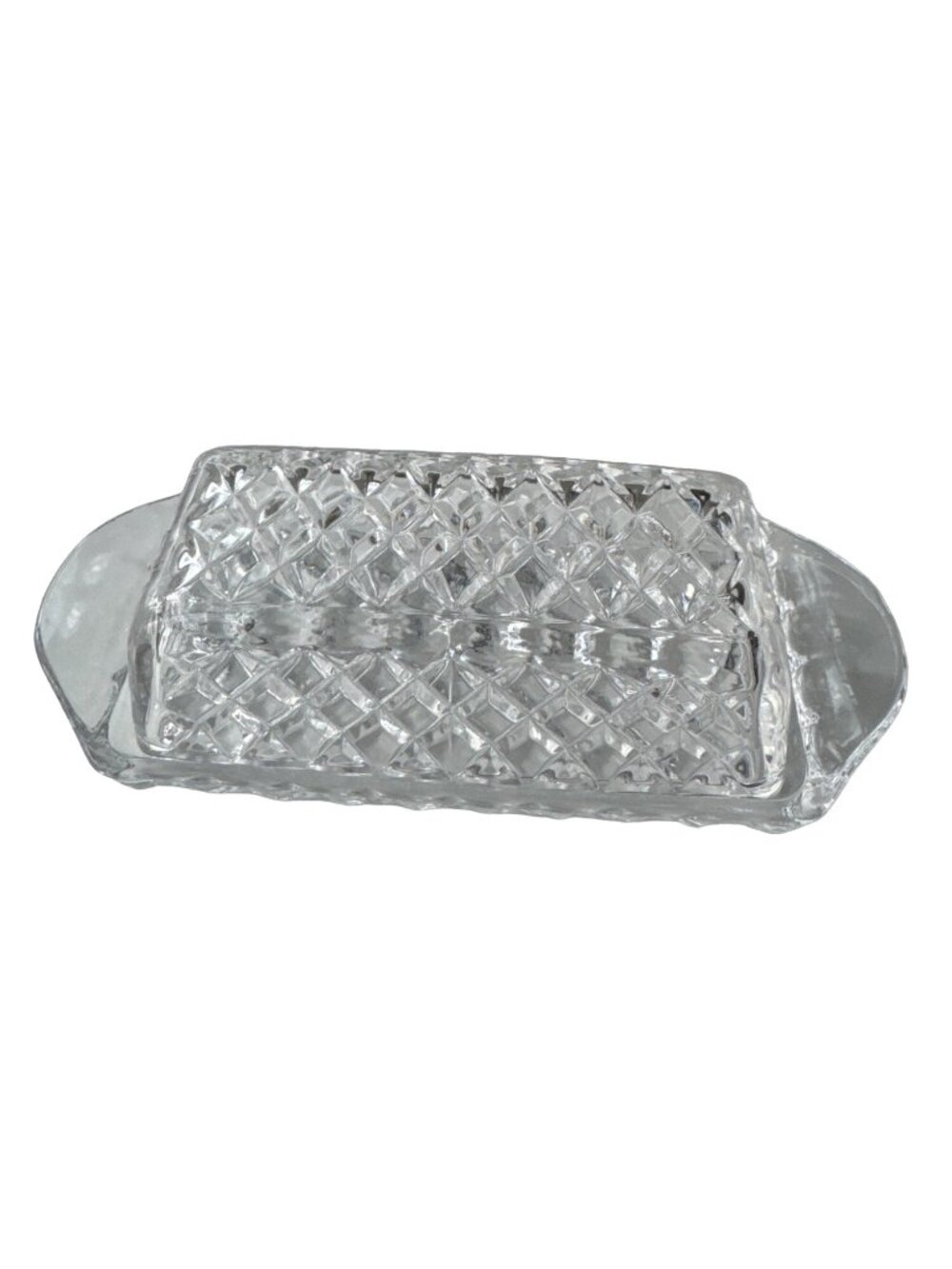 Elegant Fostoria American Pressed Clear Glass Butter Dish with Lid 1/4 lb Vtg